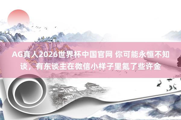 AG真人2026世界杯中国官网 你可能永恒不知谈,有东谈主在微信小样子里氪了些许金
