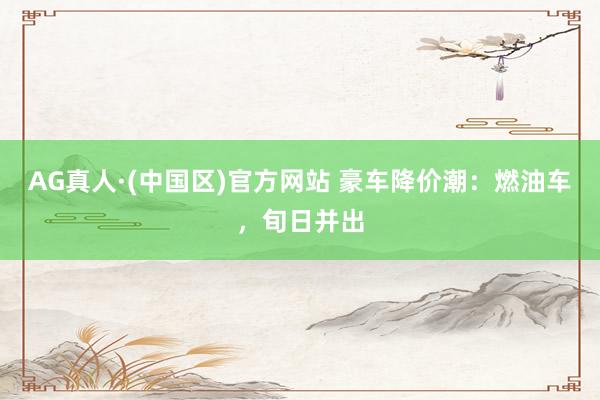 AG真人·(中国区)官方网站 豪车降价潮:燃油车,旬日并出