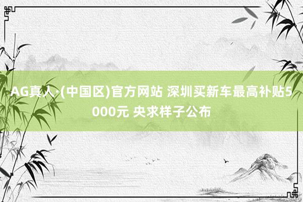 AG真人·(中国区)官方网站 深圳买新车最高补贴5000元 央求样子公布