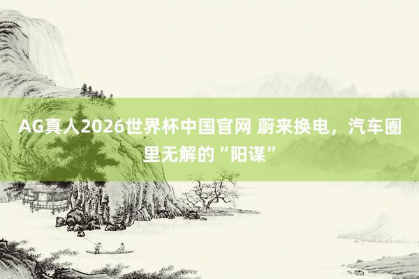 AG真人2026世界杯中国官网 蔚来换电,汽车圈里无解的“阳谋”