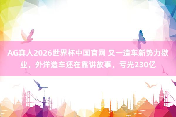 AG真人2026世界杯中国官网 又一造车新势力歇业,外洋造车还在靠讲故事,亏光230亿