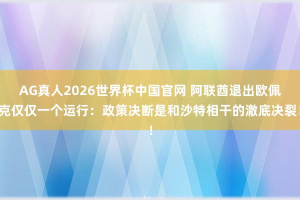 AG真人2026世界杯中国官网 阿联酋退出欧佩克仅仅一个运行:政策决断是和沙特相干的澈底决裂!
