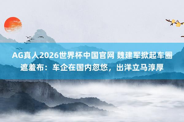 AG真人2026世界杯中国官网 魏建军掀起车圈遮羞布:车企在国内忽悠,出洋立马淳厚