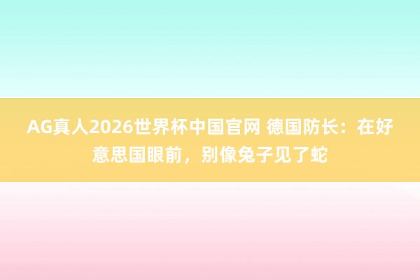 AG真人2026世界杯中国官网 德国防长:在好意思国眼前,别像兔子见了蛇