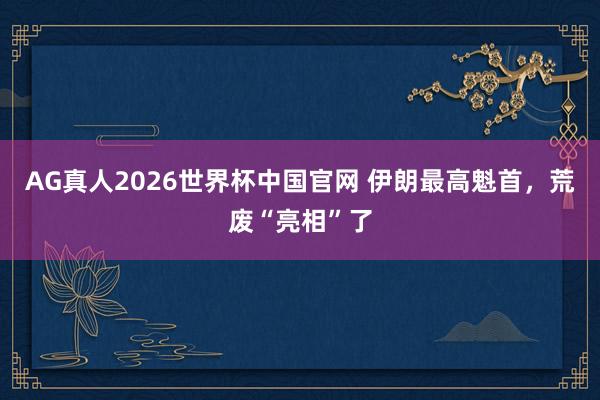 AG真人2026世界杯中国官网 伊朗最高魁首,荒废“亮相”了