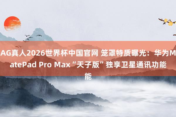AG真人2026世界杯中国官网 笼罩特质曝光:华为MatePad Pro Max“天子版”独享卫星通讯功能