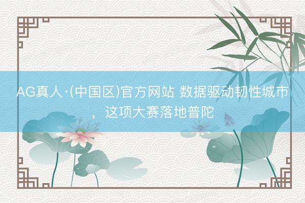 AG真人·(中国区)官方网站 数据驱动韧性城市,这项大赛落地普陀