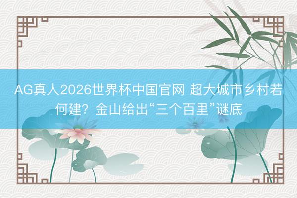 AG真人2026世界杯中国官网 超大城市乡村若何建?金山给出“三个百里”谜底