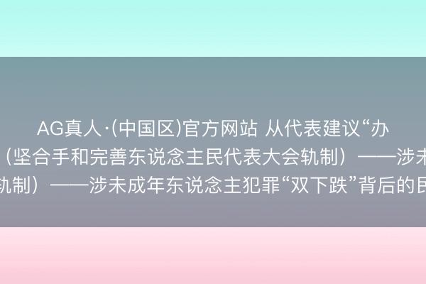 AG真人·(中国区)官方网站 从代表建议“办理”到系统施策“治理”(坚合手和完善东说念主民代表大会轨制)——涉未成年东说念主犯罪“双下跌”背后的民主法治答卷
