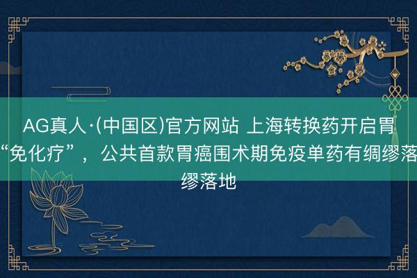 AG真人·(中国区)官方网站 上海转换药开启胃癌“免化疗” ,公共首款胃癌围术期免疫单药有绸缪落地