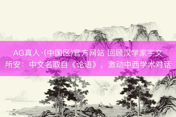 AG真人·(中国区)官方网站 回顾汉学家宇文所安:中文名取自《论语》,激动中西学术对话